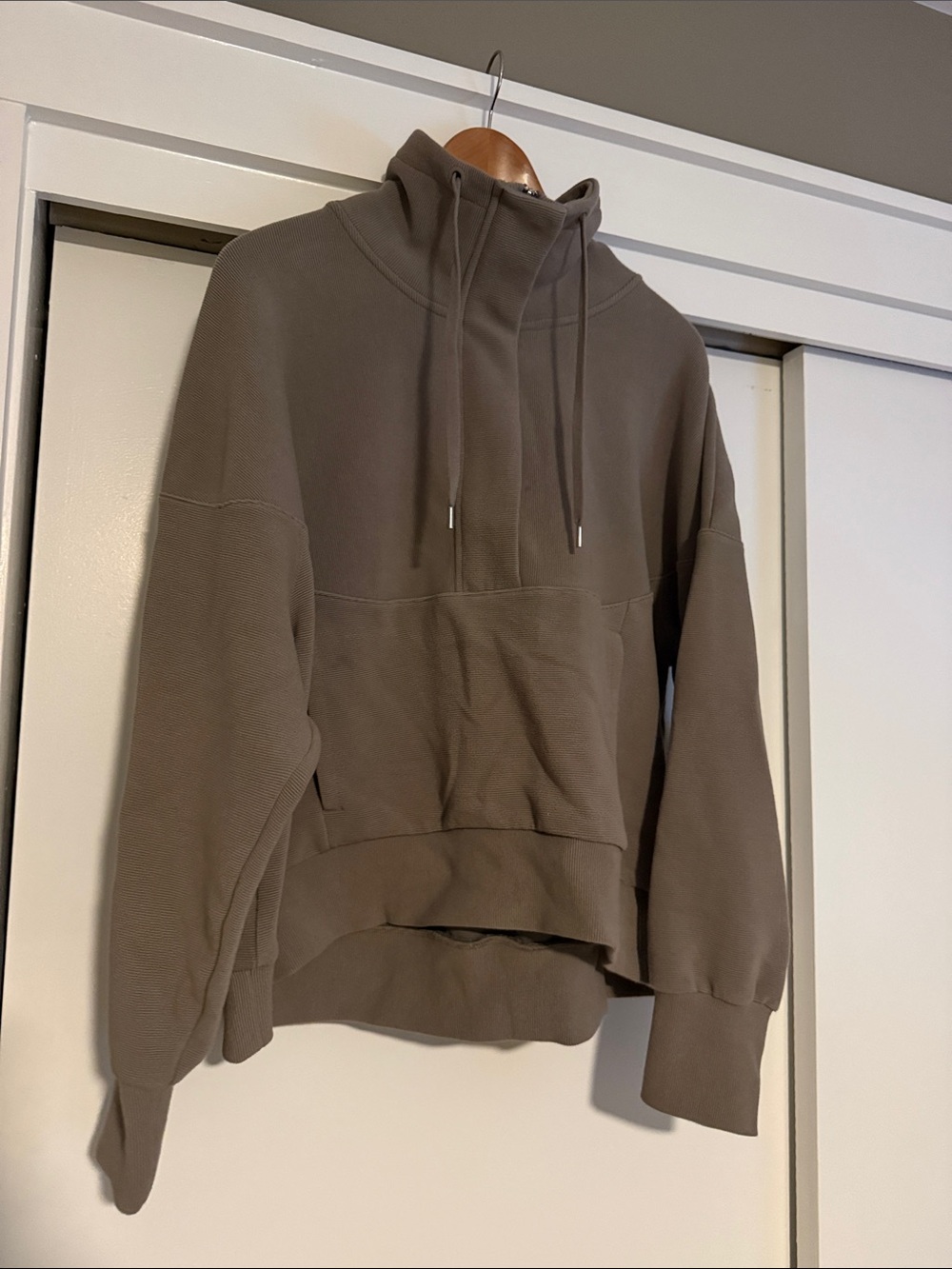 CALIA by Carrie Underwood Oversized Funnelneck Pullover Hoodie - Taupe